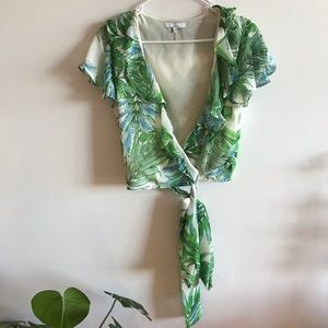 Cropped Tropical Wrap Top